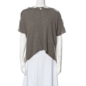 Alice + Olivia Brown 100% Cashmere Bateau Neckline Short Sleeve Sweater Top